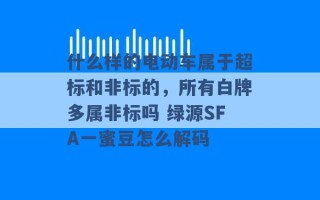 什么样的电动车属于超标和非标的，所有白牌多属非标吗 绿源SFA一蜜豆怎么解码 