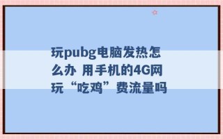 玩pubg电脑发热怎么办 用手机的4G网玩“吃鸡”费流量吗 