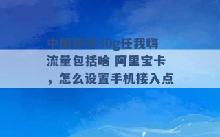 中国移动30g任我嗨流量包括啥 阿里宝卡，怎么设置手机接入点 