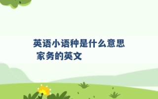 英语小语种是什么意思 家务的英文 