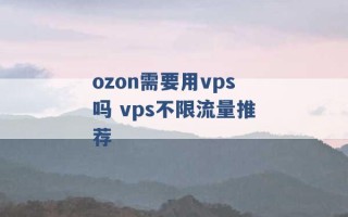 ozon需要用vps吗 vps不限流量推荐 