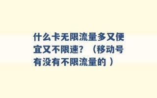 什么卡无限流量多又便宜又不限速？（移动号有没有不限流量的 ）