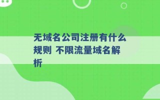 无域名公司注册有什么规则 不限流量域名解析 