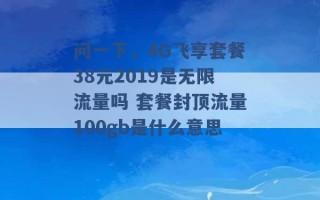 问一下，4G飞享套餐38元2019是无限流量吗 套餐封顶流量100gb是什么意思 