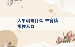 太甲训是什么 三官镇常住人口 