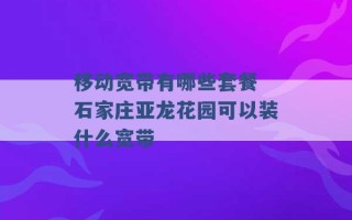 移动宽带有哪些套餐 石家庄亚龙花园可以装什么宽带 