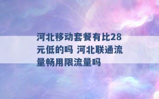 河北移动套餐有比28元低的吗 河北联通流量畅用限流量吗 