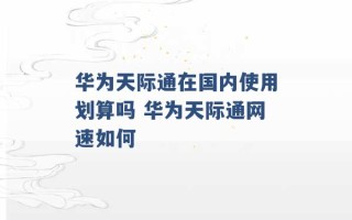 华为天际通在国内使用划算吗 华为天际通网速如何 