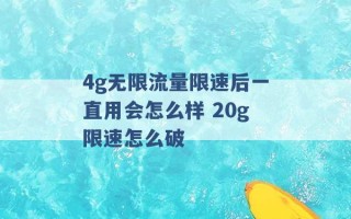 4g无限流量限速后一直用会怎么样 20g限速怎么破 