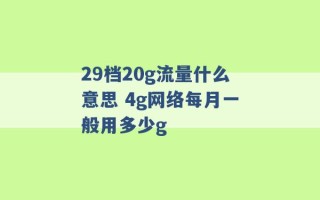 29档20g流量什么意思 4g网络每月一般用多少g 