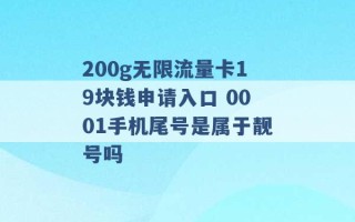 200g无限流量卡19块钱申请入口 0001手机尾号是属于靓号吗 