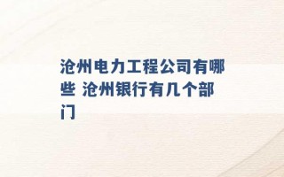 沧州电力工程公司有哪些 沧州银行有几个部门 