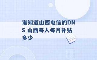 谁知道山西电信的DNS 山西每人每月补贴多少 