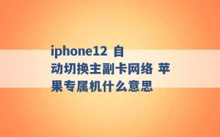 iphone12 自动切换主副卡网络 苹果专属机什么意思 