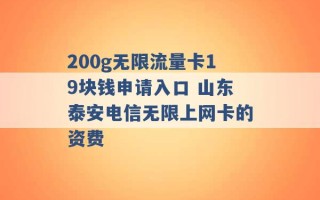 200g无限流量卡19块钱申请入口 山东泰安电信无限上网卡的资费 