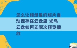 怎么让相册里的照片自动保存在云盘里 光鸟云盘如何无限次预览播放 