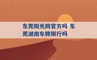 东莞阳光网官方吗 东莞湖南车牌限行吗 