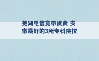 芜湖电信宽带资费 安徽最好的3所专科院校 