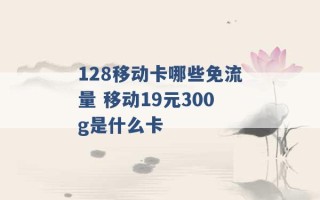 128移动卡哪些免流量 移动19元300g是什么卡 