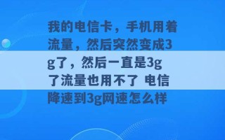 我的电信卡，手机用着流量，然后突然变成3g了，然后一直是3g了流量也用不了 电信降速到3g网速怎么样 