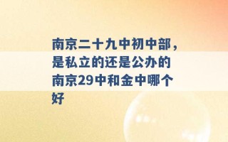 南京二十九中初中部，是私立的还是公办的 南京29中和金中哪个好 