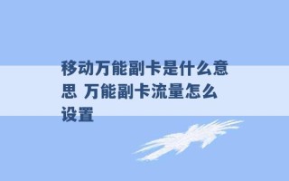 移动万能副卡是什么意思 万能副卡流量怎么设置 