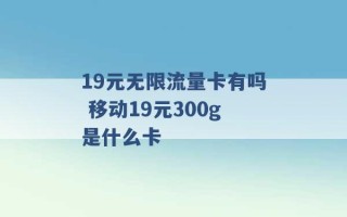 19元无限流量卡有吗 移动19元300g是什么卡 