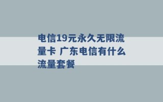 电信19元永久无限流量卡 广东电信有什么流量套餐 