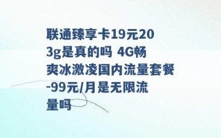 联通臻享卡19元203g是真的吗 4G畅爽冰激凌国内流量套餐-99元/月是无限流量吗 