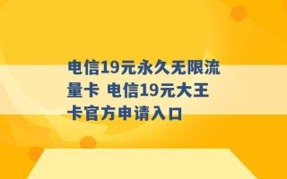 电信19元永久无限流量卡 电信19元大王卡官方申请入口 