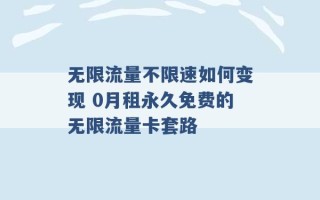 无限流量不限速如何变现 0月租永久免费的无限流量卡套路 