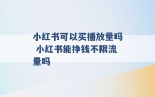 小红书可以买播放量吗 小红书能挣钱不限流量吗 