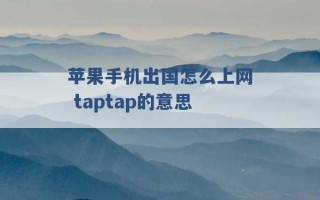 苹果手机出国怎么上网 taptap的意思 