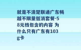 就是不清楚联通广东畅越不限量低消套餐-58元档包含的内容 为什么只有广东有103g卡 