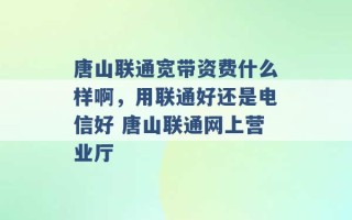 唐山联通宽带资费什么样啊，用联通好还是电信好 唐山联通网上营业厅 