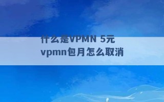 什么是VPMN 5元vpmn包月怎么取消 