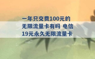 一年只交费100元的无限流量卡有吗 电信19元永久无限流量卡 