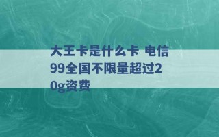 大王卡是什么卡 电信99全国不限量超过20g资费 