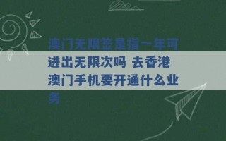 澳门无限签是指一年可进出无限次吗 去香港澳门手机要开通什么业务 