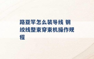 路亚竿怎么装导线 钢绞线整束穿束机操作规程 