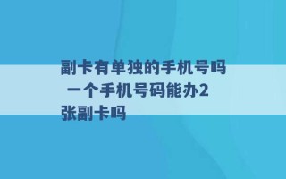 副卡有单独的手机号吗 一个手机号码能办2张副卡吗 