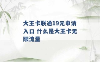 大王卡联通19元申请入口 什么是大王卡无限流量 