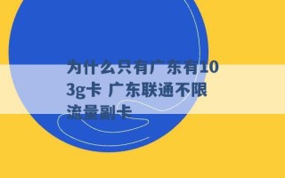 为什么只有广东有103g卡 广东联通不限流量副卡 