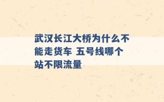 武汉长江大桥为什么不能走货车 五号线哪个站不限流量 