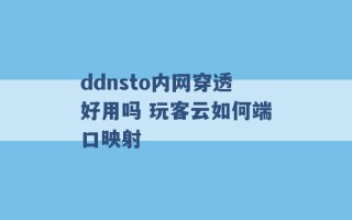 ddnsto内网穿透好用吗 玩客云如何端口映射 