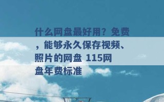 什么网盘最好用？免费，能够永久保存视频、照片的网盘 115网盘年费标准 