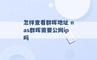 怎样查看群晖地址 nas群晖需要公网ip吗 