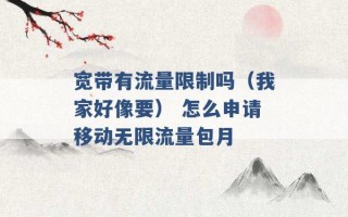 宽带有流量限制吗（我家好像要） 怎么申请移动无限流量包月 