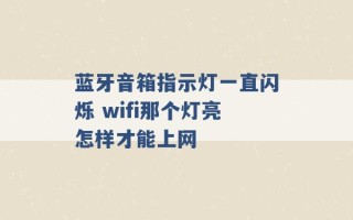 蓝牙音箱指示灯一直闪烁 wifi那个灯亮怎样才能上网 