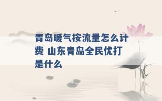 青岛暖气按流量怎么计费 山东青岛全民优打是什么 